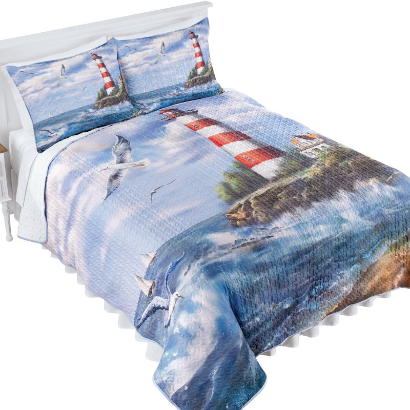 Courtepointe à motif de bord de mer phare, Twin Quilt