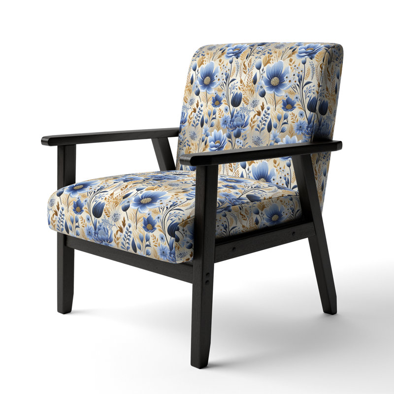 Chaise à accoudoirs rembourrée Blue Meadow Flowers