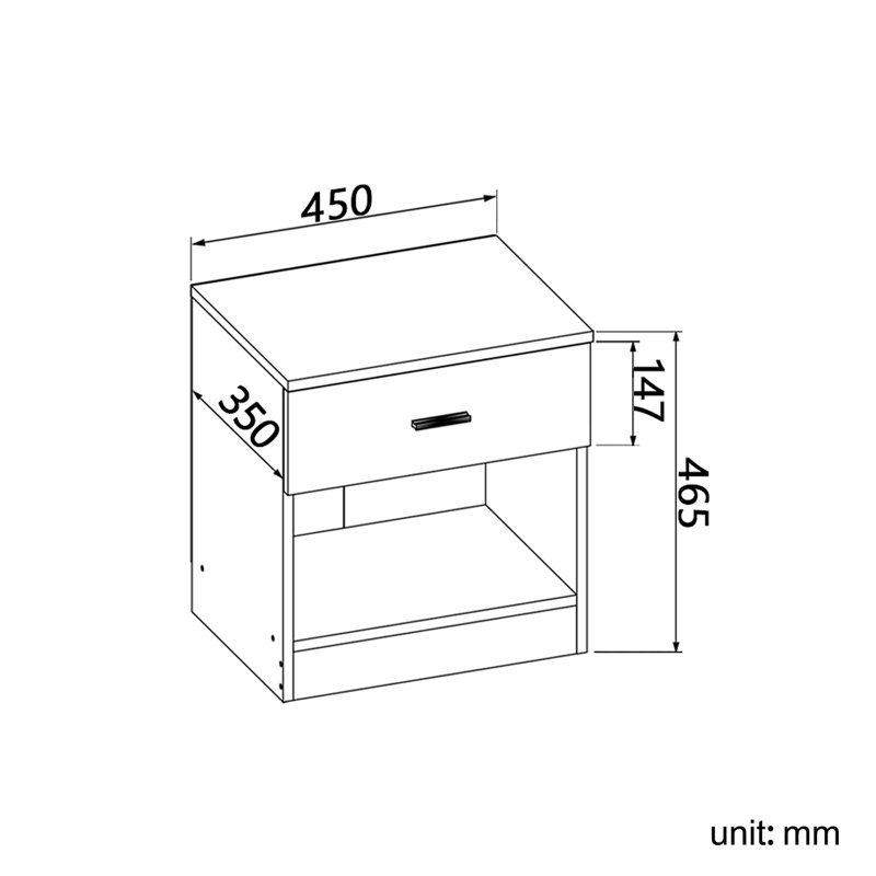 Shovonne Bedside Table, Cream/Oak