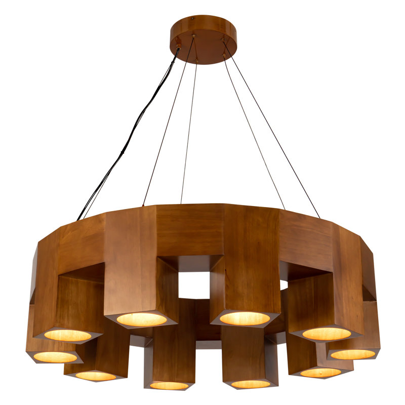 Bosco 10 - Light LED Chandelier, Natural Oak