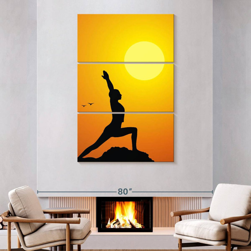 Yoga coucher de soleil, H 74 po x l 48 po