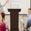 44.48"H Podium Stand With Storage, Vintage Lectern Podiums With Heavy Base And Shelves, Pulpit Podium For Lecture, Churches, Seminars And Schools, Dark Brown