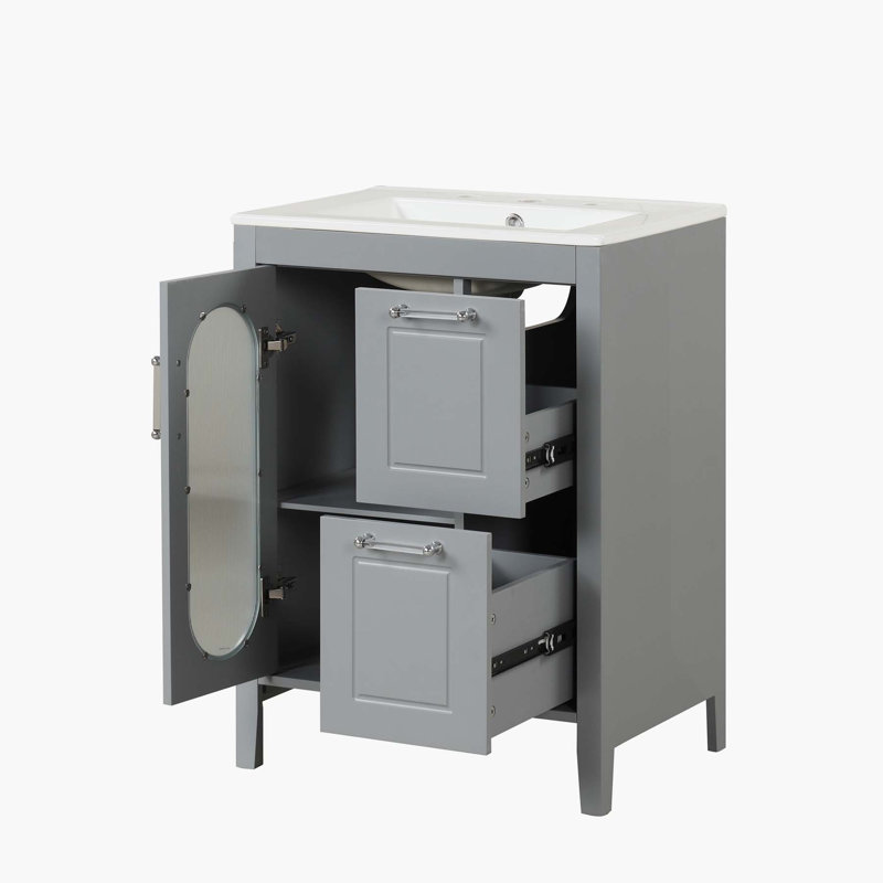 Base de meuble-lavabo simple 24 po seulement, Gris