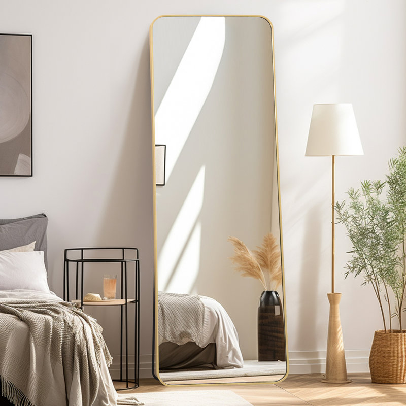 Thurl Aluminum Rectangle Mirror, 64" x 21", Gold