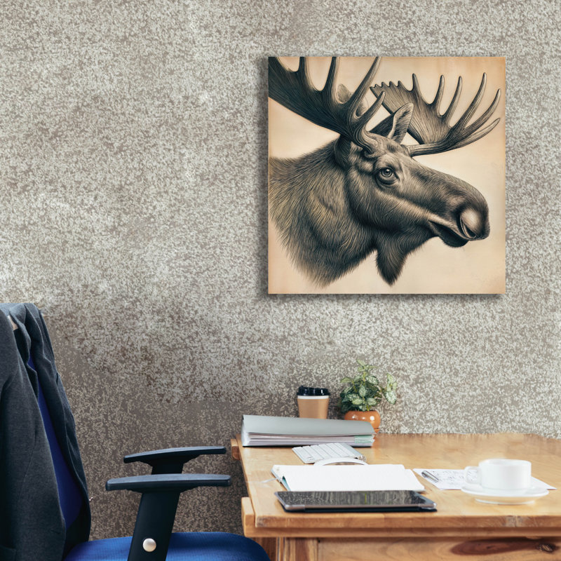 Toile épique «Moose Head» par Rey Klimt, H 26 po x l 26 po