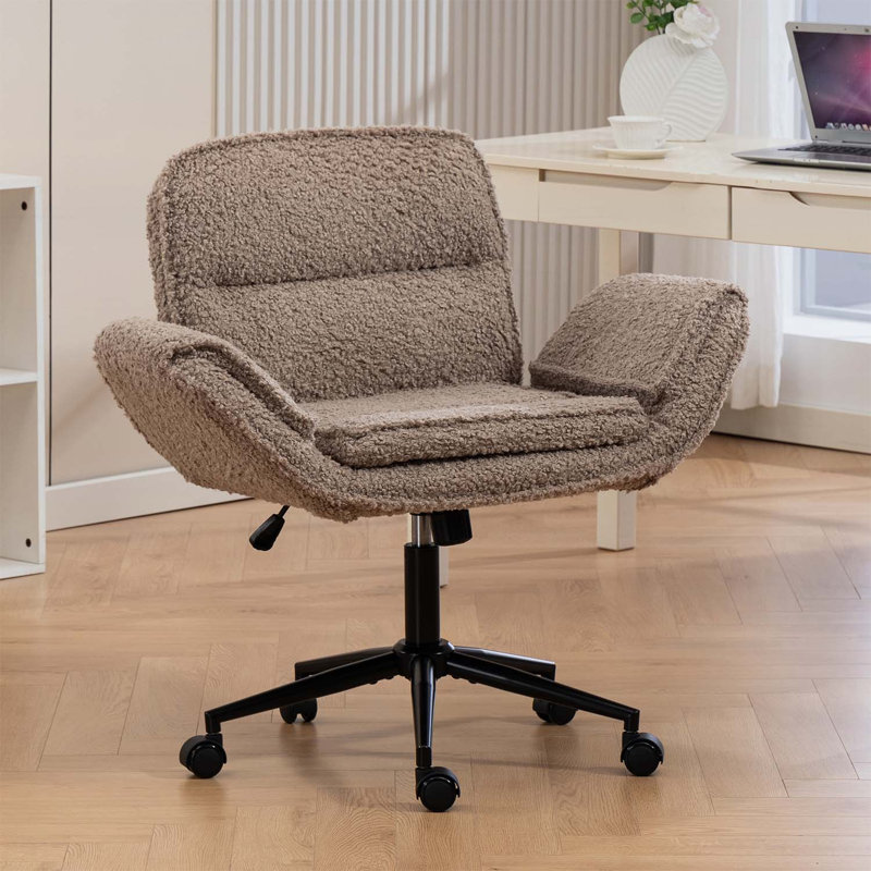 Fauteuil de bureau ergonomique pivotant à dossier épais pour le bureau à domicile, le meuble-lavabo et le salon, Brun ourson