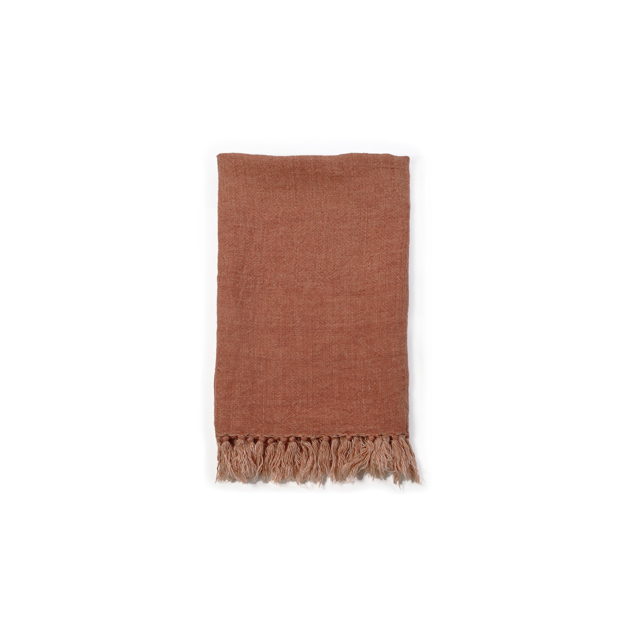 Montauk Linen Hand Woven Throw Blanket, 50" W x 60" L, Terra Cotta