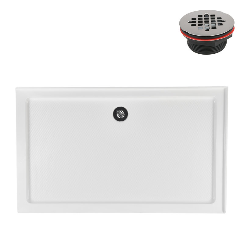 Base de douche en acrylique blanc brillant avec drain à gauche 60 po x 30 po Streamline, Gauche