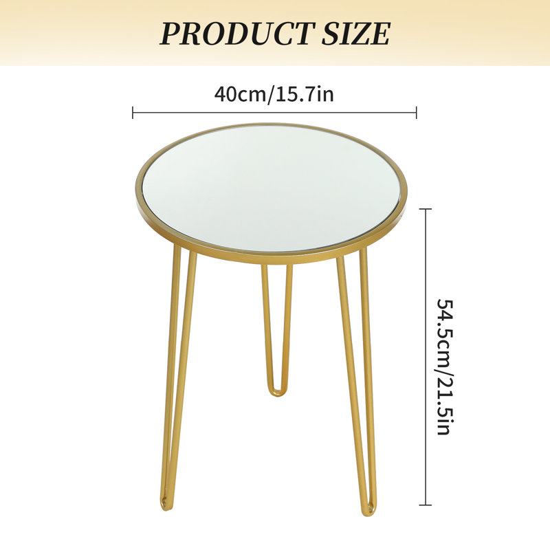 Dier 21.5'' Tall Outdoor Modern Side Table, Gold, White Mirrored 