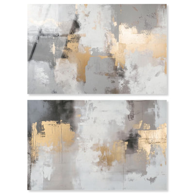 «Neutral Luxe Harmony», ensemble de 2 reproductions d'art abstraites sur toile par Art Remedy, prêt à être accroché, 54 x 36