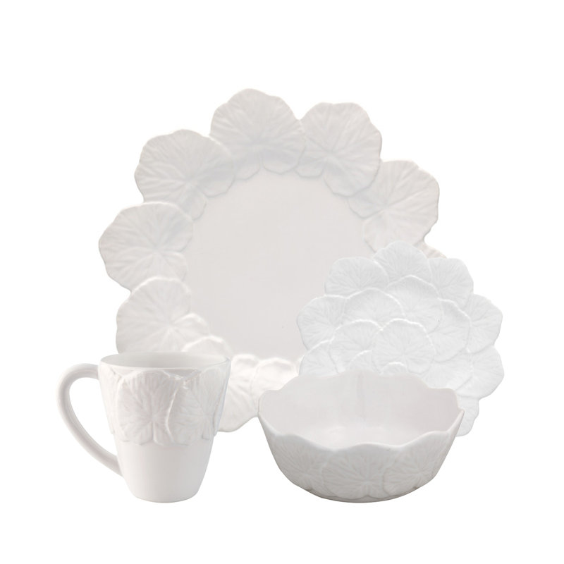 Geranium Earthenware Salad/Dessert Plate, White