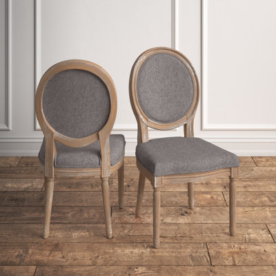 Baril Upholstered Oval Back Side Wood Chair