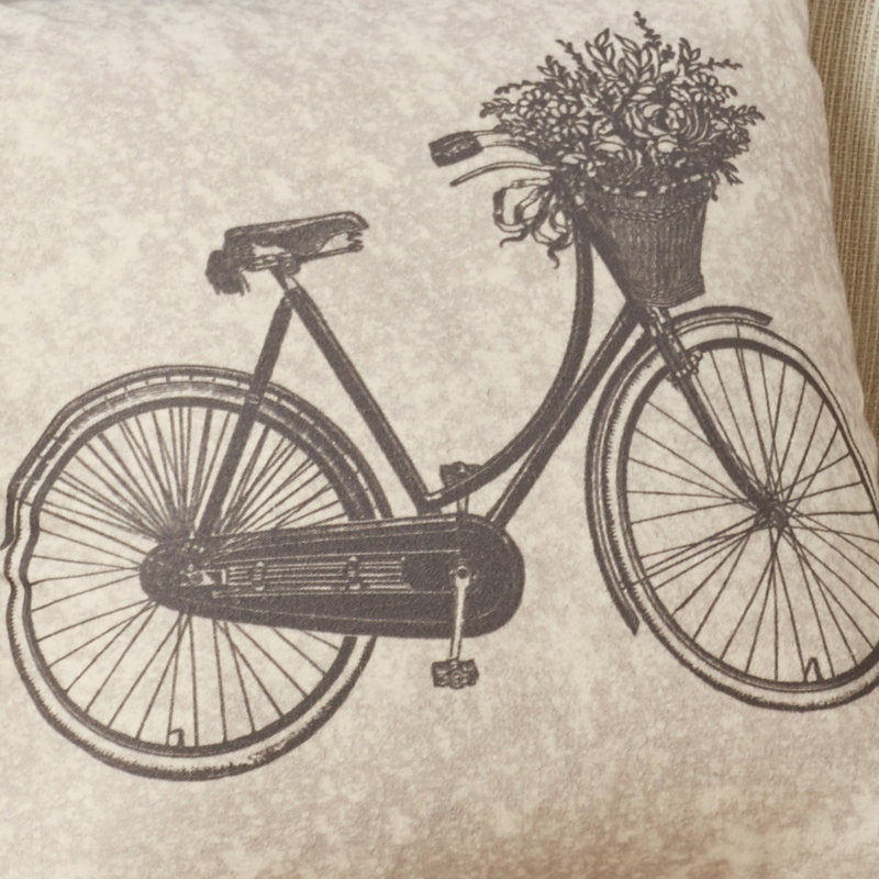 Bike Cotton Throw Pillow, Grey