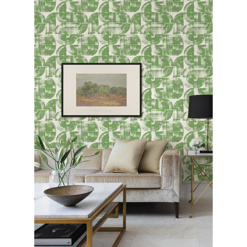 Tavira Abstract Geometric Luxury Wallpaper, Green