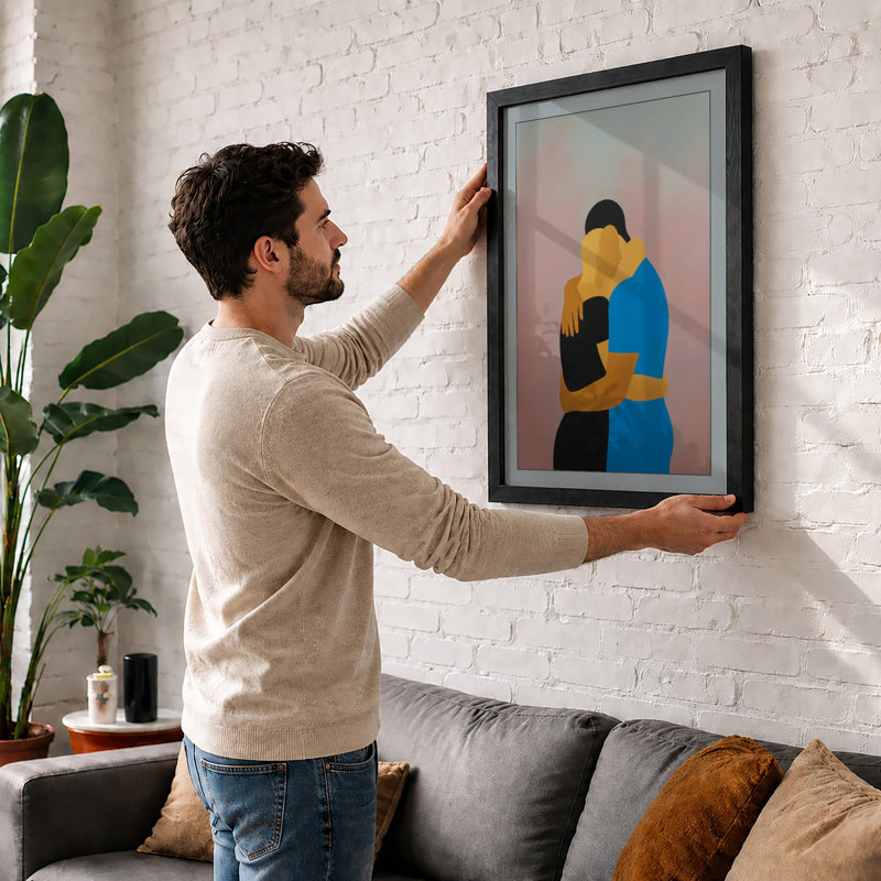 Embrace in Colour Modern - Framed Print, Unframed, A1 - 84.1 x 59.4 cm