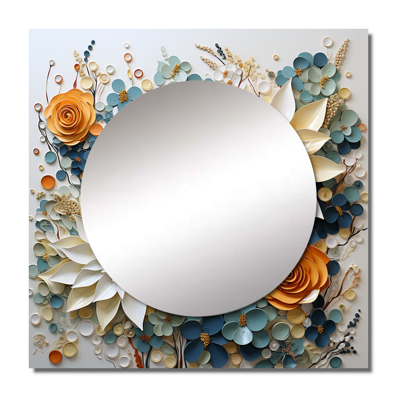 Moti - Succulent miroir mural carré pour salle de bain, 36 po x 36 po
