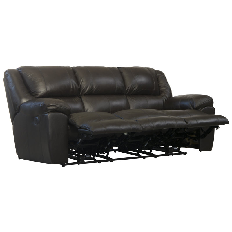 Baraona 90" Leather Match Pillow Top Arm Reclining Sofa, Power