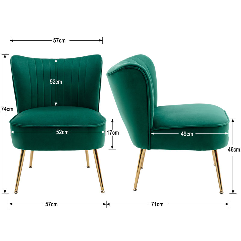 Allyna Modern Velvet Accent Chair Armchair with Metal Legs for Living Room/Bedroom, Green