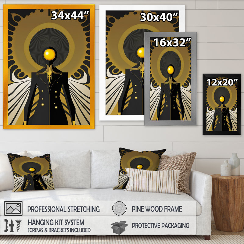 «Golden Consciousness Man I», reproduction sur toile, Impression noire sur toile encadrée, H 20 po x l 12 po x P 1 po