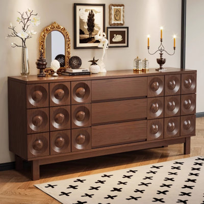 Buffet en bois massif brun noisette