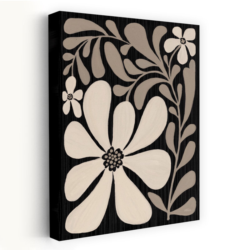 Crème moderne floral II - campagne moderne beige fleurs stylisées Art floral neutre, H 24 po x l 16 po