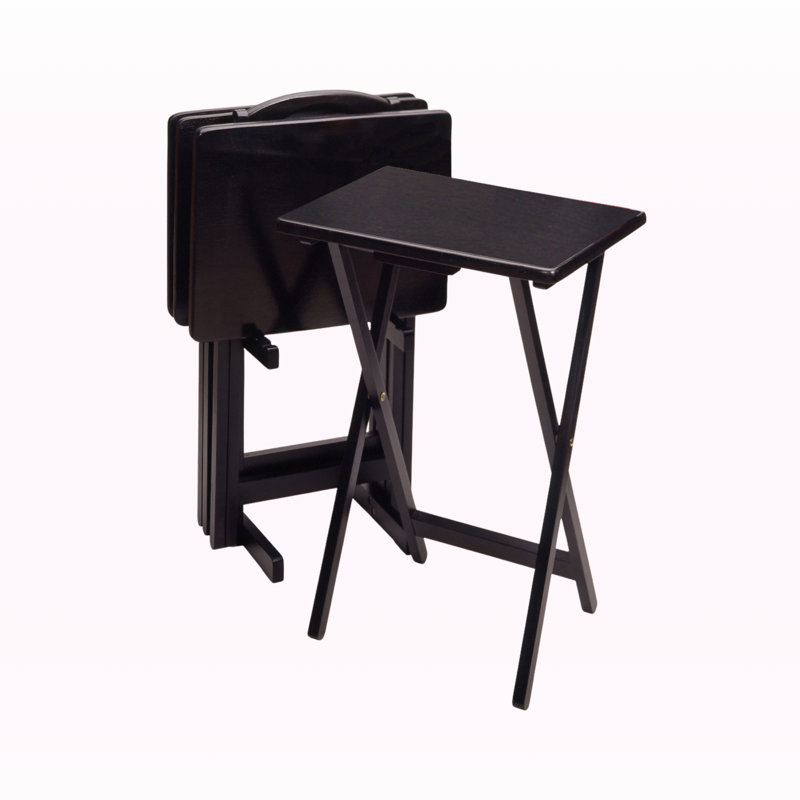 Ensemble de tables à collation 5 pièces Ilsefriede en bois fini noir, H 25,81 po x L 18,84 po x P 14,32 po