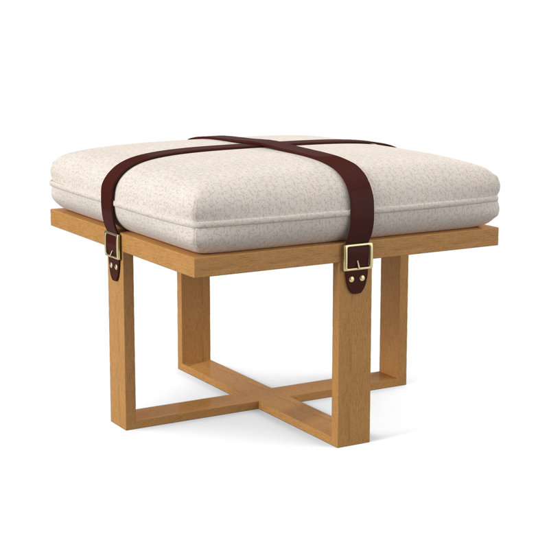 Square Ottoman, Amber, Filigree Ivory 100% Polyester