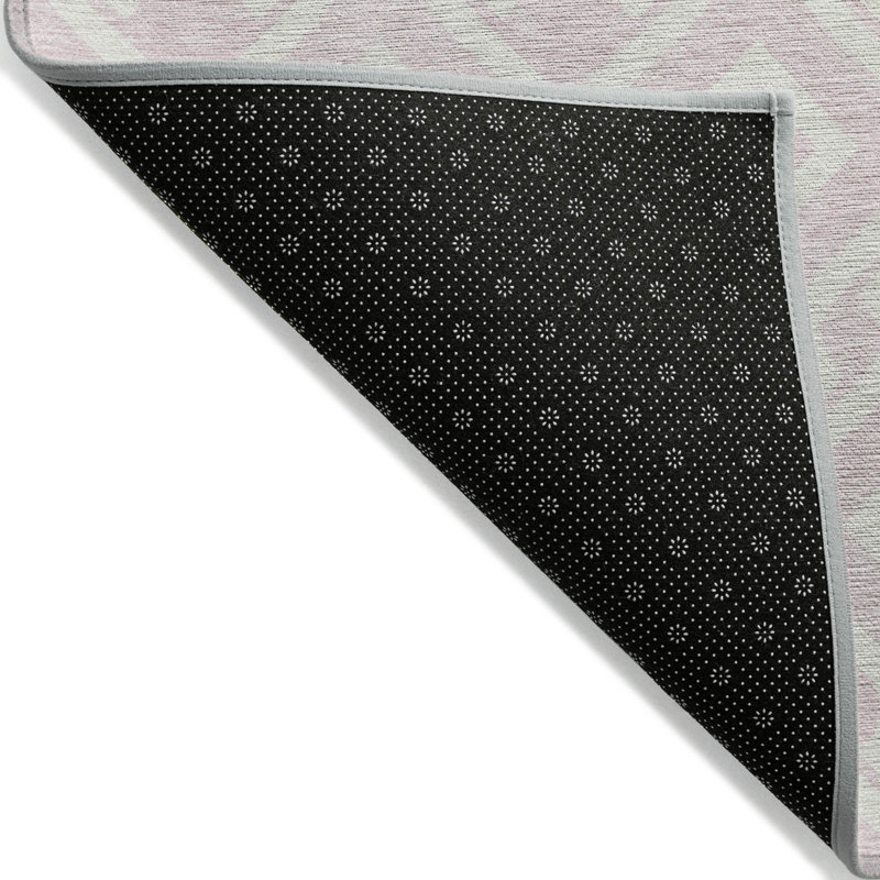 Tapis extérieur lavable à motif géométrique rose et ivoire 10 pi x 14 pi