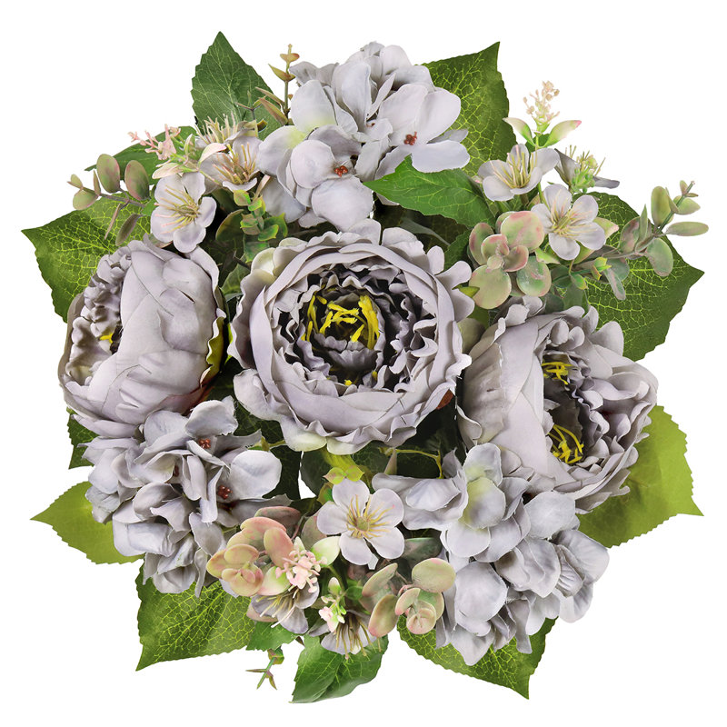 Mélange de pivoines et d'hortensias, Gris beige