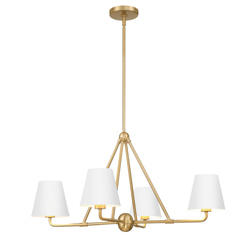 Kinston 4 - Light Dimmable Classic / Traditional Chandelier, Gold, White