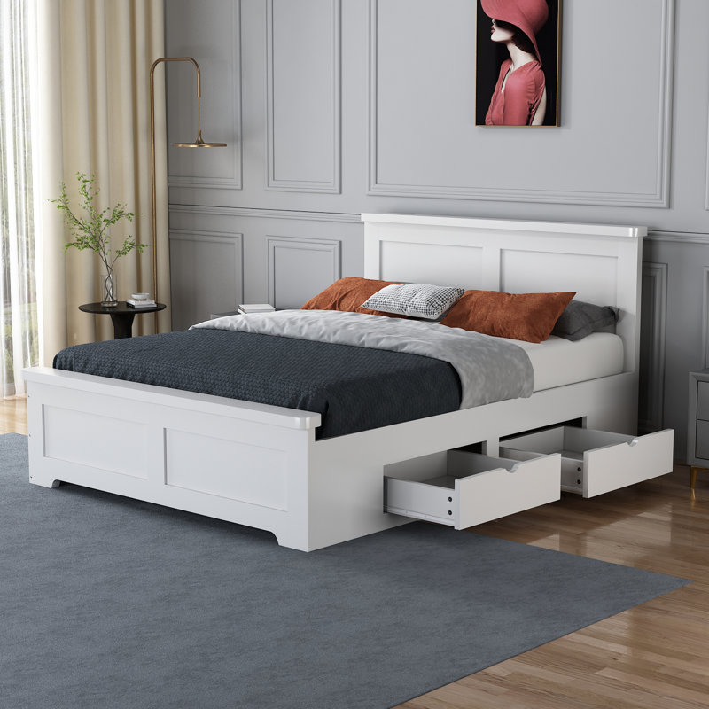 Lando Storage Bed, White, Kingsize (5')