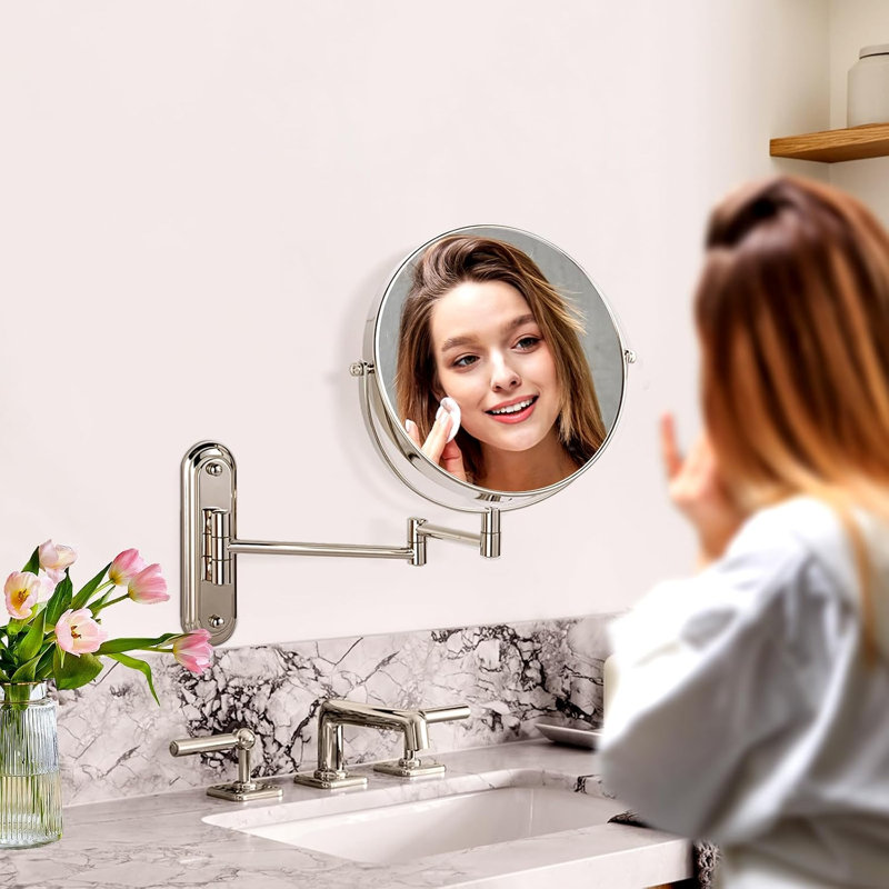 Miroir de maquillage mural 8,5 pouces à double face avec grossissement 1X et 15X