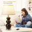 62.4cm Brown Ceramic Table Lamp With USB Ports And Bulb Included