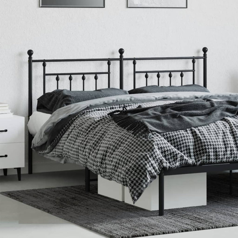 Vidaxl Metal Replace Headboard, Black, Kingsize - 160 x 200 cm