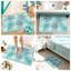 Ensemble de tapis de salle de bain 2 pièces, tapis de sol absorbant en flocage à thème de plage avec motif coquillage et étoile de mer, lavable à la machine, bleu sarcelle
