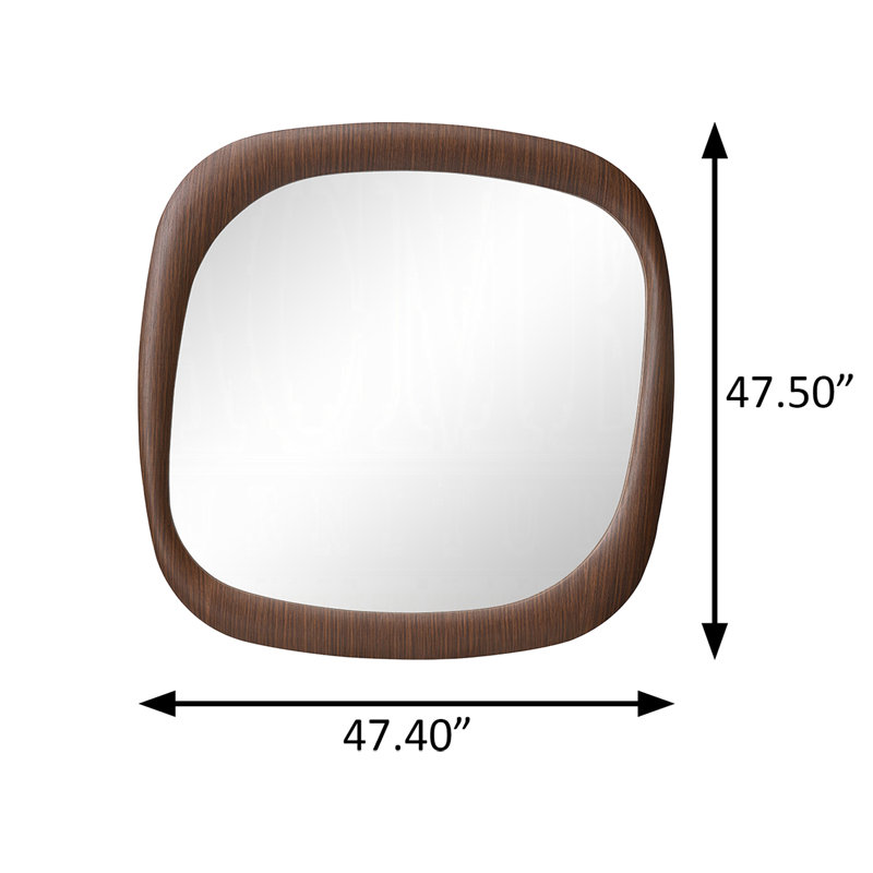 Miroir d'appoint l 47,4 po, noyer foncé, 47.5" H x 47.4" W, Composite, Square