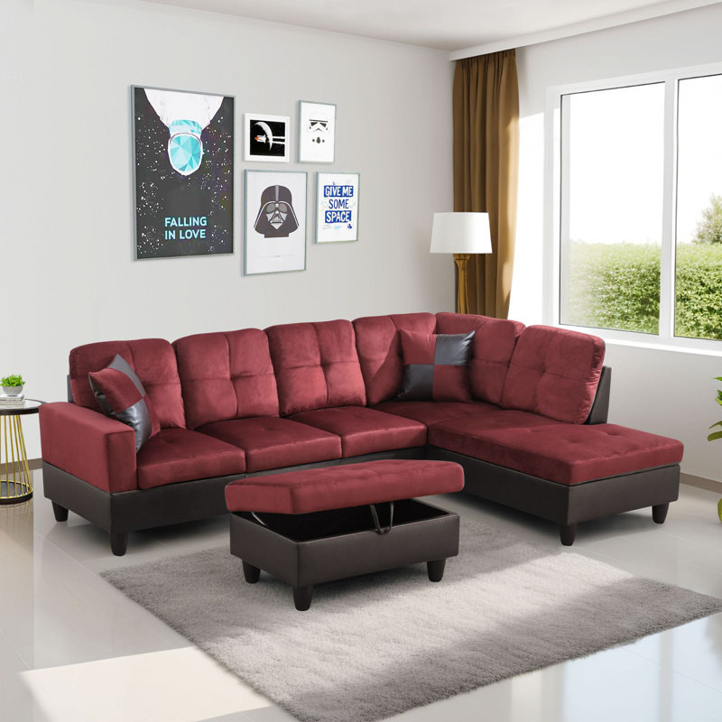 Taupe Flannel Larelle 103.5" Wide Sofa & Chaise, Taupe Microfiber/Microsuede, Right Hand Facing