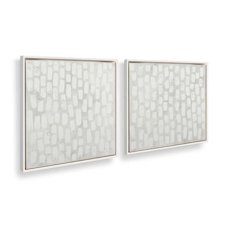 Wave Formations Duo I, ensemble de 2 impressions sur toile, Cadre flottant, H 37 po x l 50 po x P 1,75 po, Blanc opaque