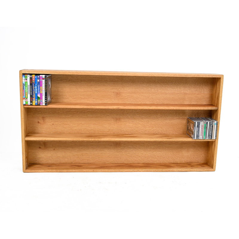 Shelf-Style Wooden CD/DVD/VHS Rack - 08 Series, Dark, 27" H x 52" W x 5.25" D
