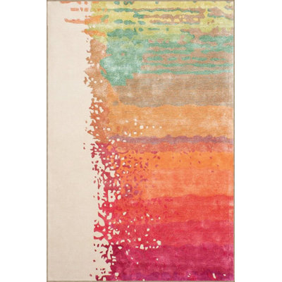 Half Colored Pixel Patterned Woven Base Rug