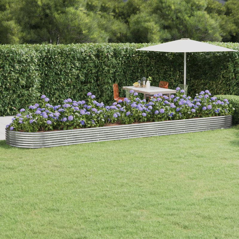 Garden Raised Bed Powder-coated Steel, 36 cm x 600cm x 140cm, Silver