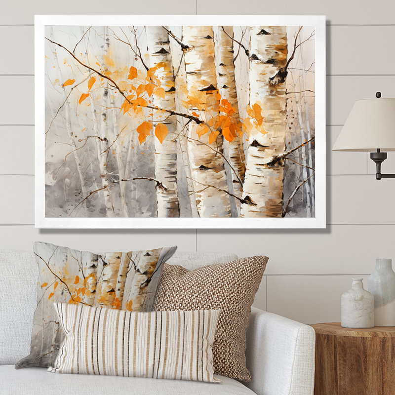 «Orange Brich Wood In Winter», reproduction sur toile, Cadre photo blanc, H 12 po x l 20 po x P 1 po