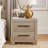 Ely Nightstand, 2 Drawers With Antique Brass Long Handles, Gray