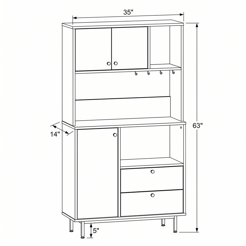 Aurelia 63" Multipurpose Kitchen Pantry and Storage Cabinet