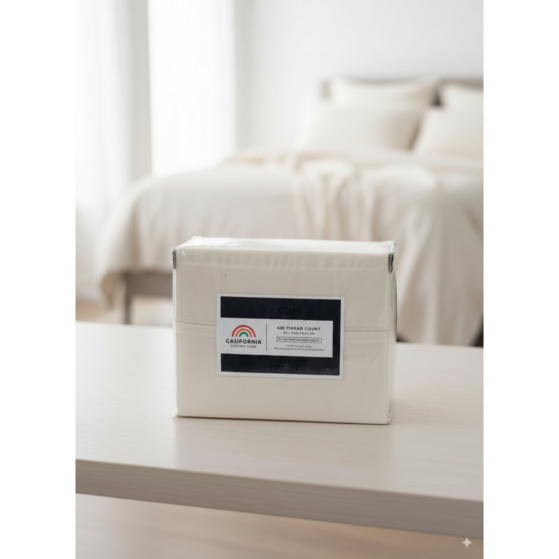 Ensemble de draps pour grand lit 4 pièces Rug Branch, Ensemble Grand Drap plat avec 2 taies d'oreiller, Ivoire ivoire