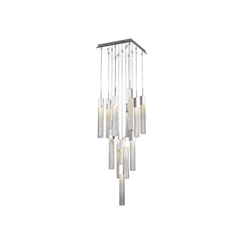 Luminaire suspendu grappe 13 lumières Boa, Chrome poli