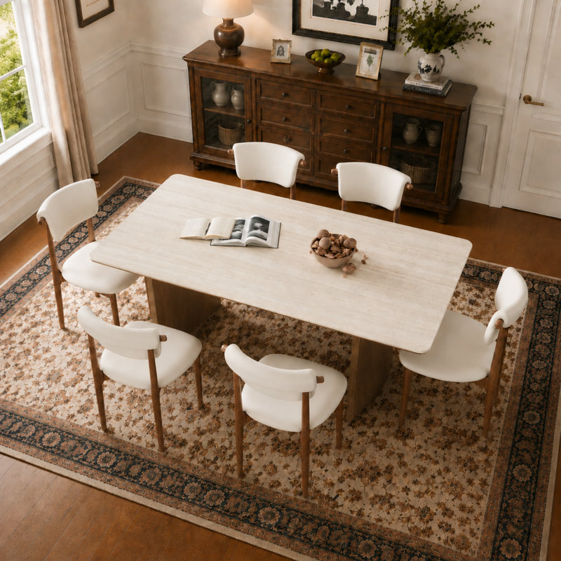  Table de salle à manger 70,8 po, style scandinave minimaliste rectangulaire