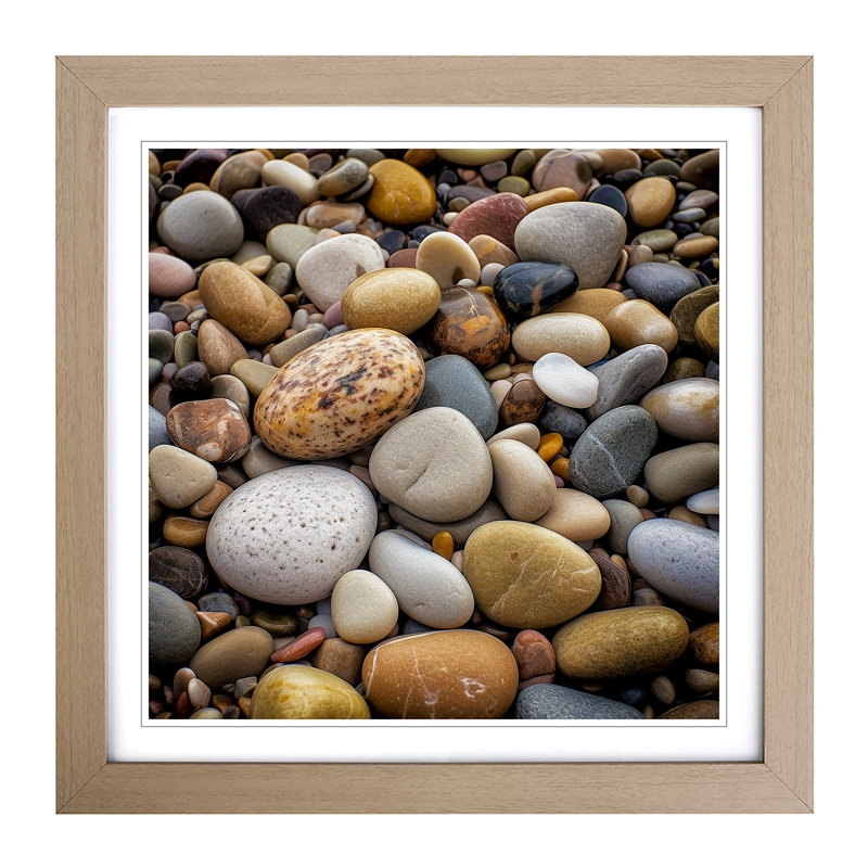 Pebbles Photograph - Framed Print, Oak