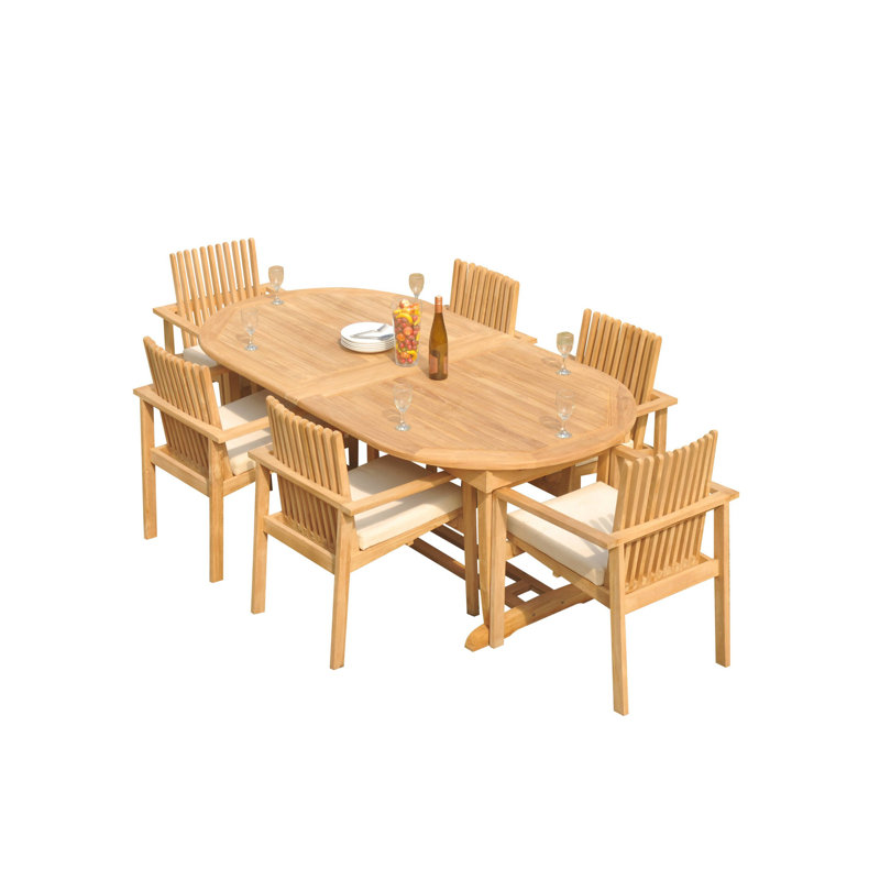Outdoor 7 - Piece Teak Dining Set