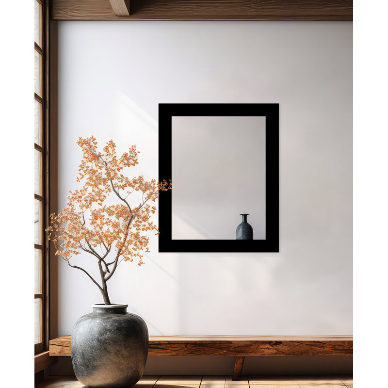 Maci Eileen Engineered Wood Flat Wall Mirror, Gloss Black, 33" x 50"